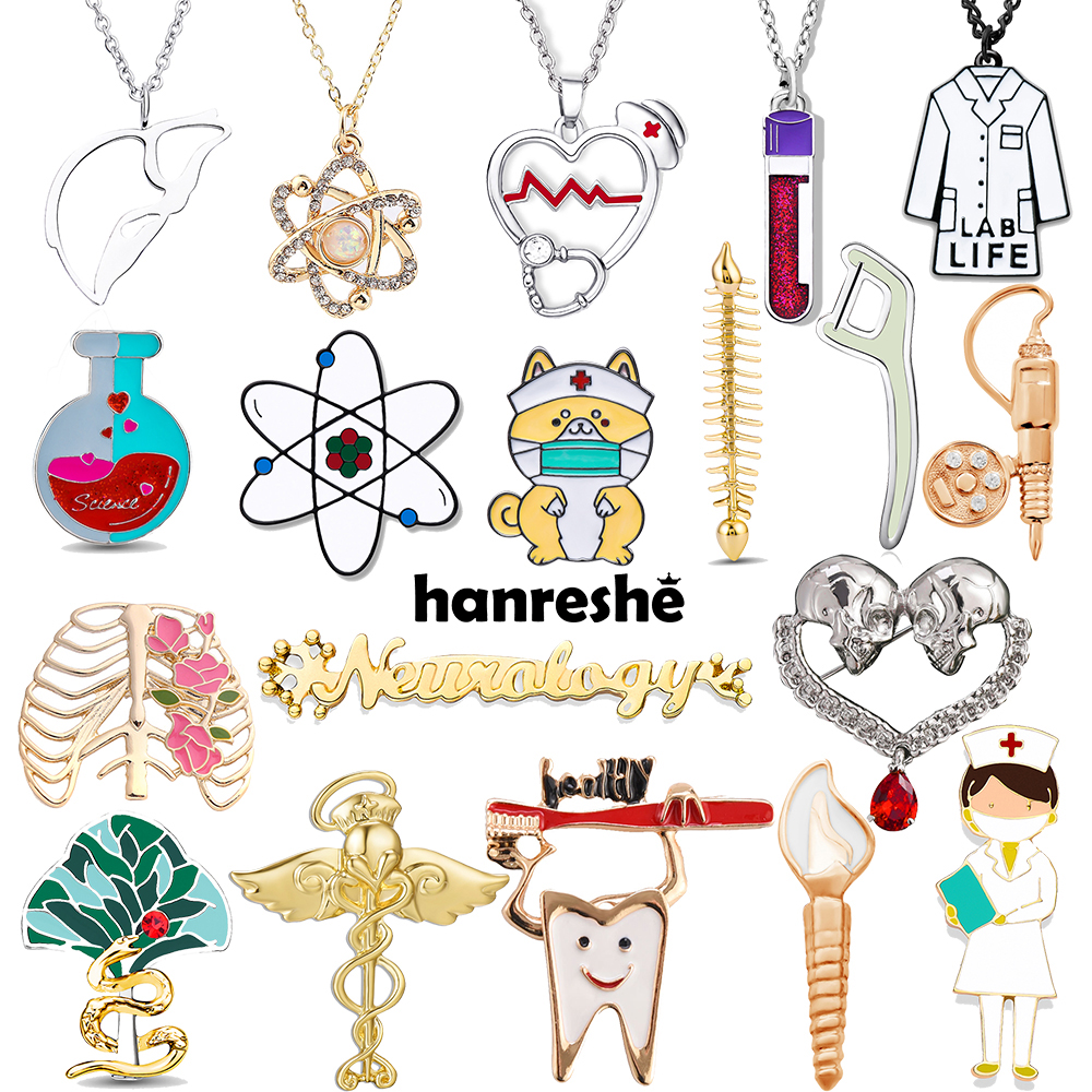 Medical Lab And Science - Hanreshe Medical Necklaces Brooches Set Dental
