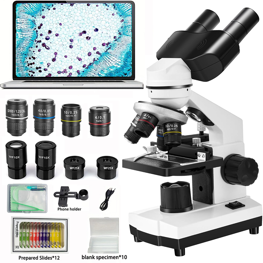 Medical Lab Microscope - Binocular Microscope 40X-2500X HD Laboratory Microscope